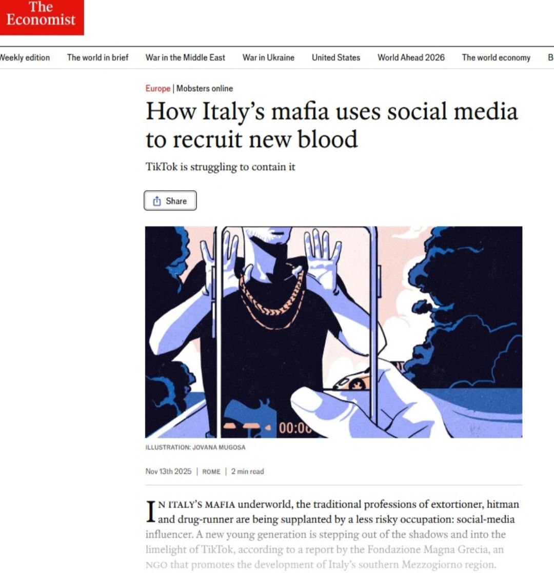 L’intervista su The Economist del Professor Marcello Ravveduto. Come la mafia italiana usa i social media per reclutare nuovi membri